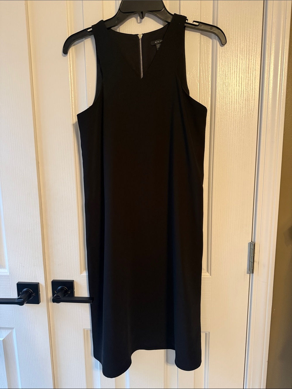 Armani Exchange Classic Black Sleeveless Shift Dress by